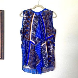 Elie Tahari Pernilla Printed Ruffle Front Sleeveless Top Blouse